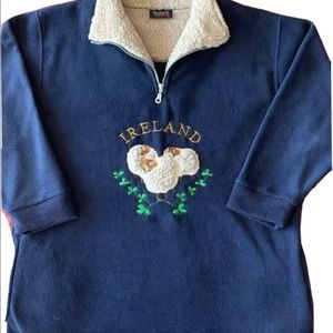 Radish Countrywear Polyester Half Zip Collared Vintage Sweater-IRELAND Sheep